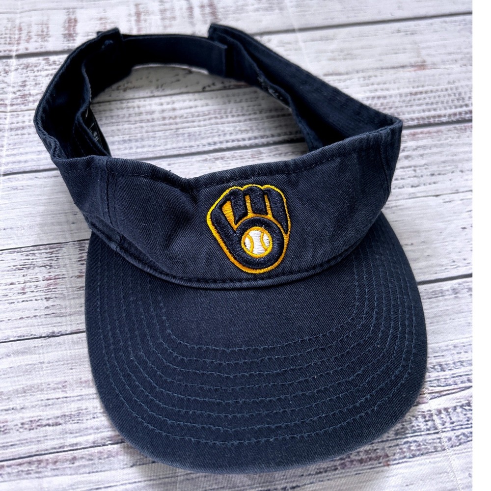 '47 Brand Milwaukee Brewers Visor Men Navy Blue Embroidered Logo OSFA